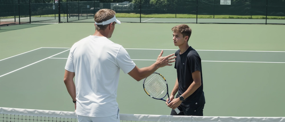 Tennis coaching during match