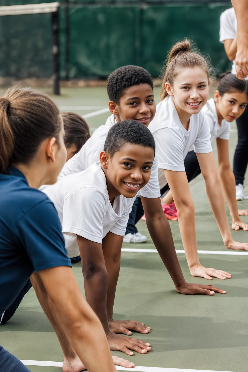 Tennis player stretching